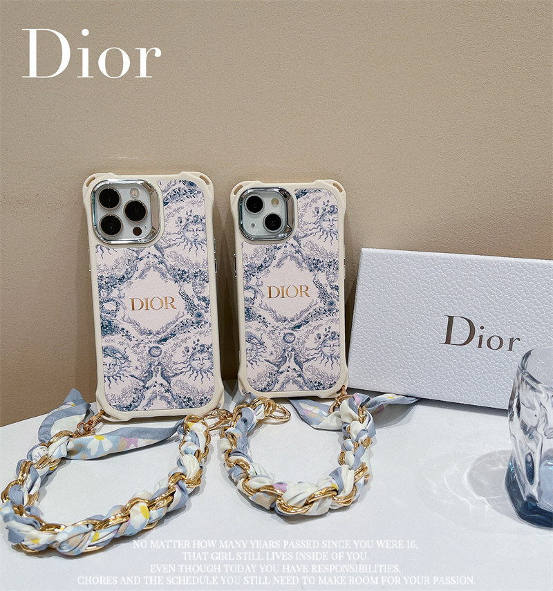 dior iphone16/16pro max ケース 人気 女子 ディオール スマホケース コピー iphone15ケース チェーン アイ フォン14/13/12/11 ケース ハイ ブランド スカーフ 付き 2024新作