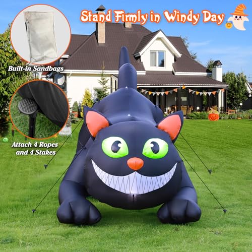 8 FT Halloween Inflatable Spider Outdoor Decorations for Yard, Giant Crawling Spider with LED Rotating Flame, Large Creepy Spider Props for Halloween Party Garden Lawn Patio Outside House Window Decor