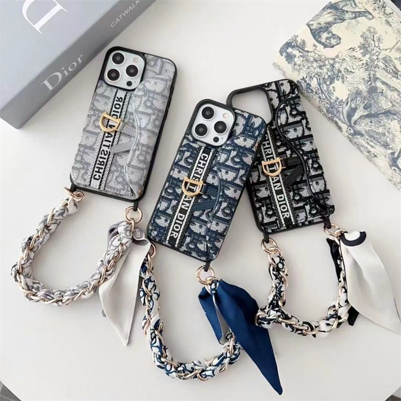 ディオール アイフォン17/17pro ケース チェーンストラップ/スカーフ付き iphoneケース ブランド レディース dior iphone16/15pro ケース ハイ ブランド IPhone14 スマホケース ブランド かわいい