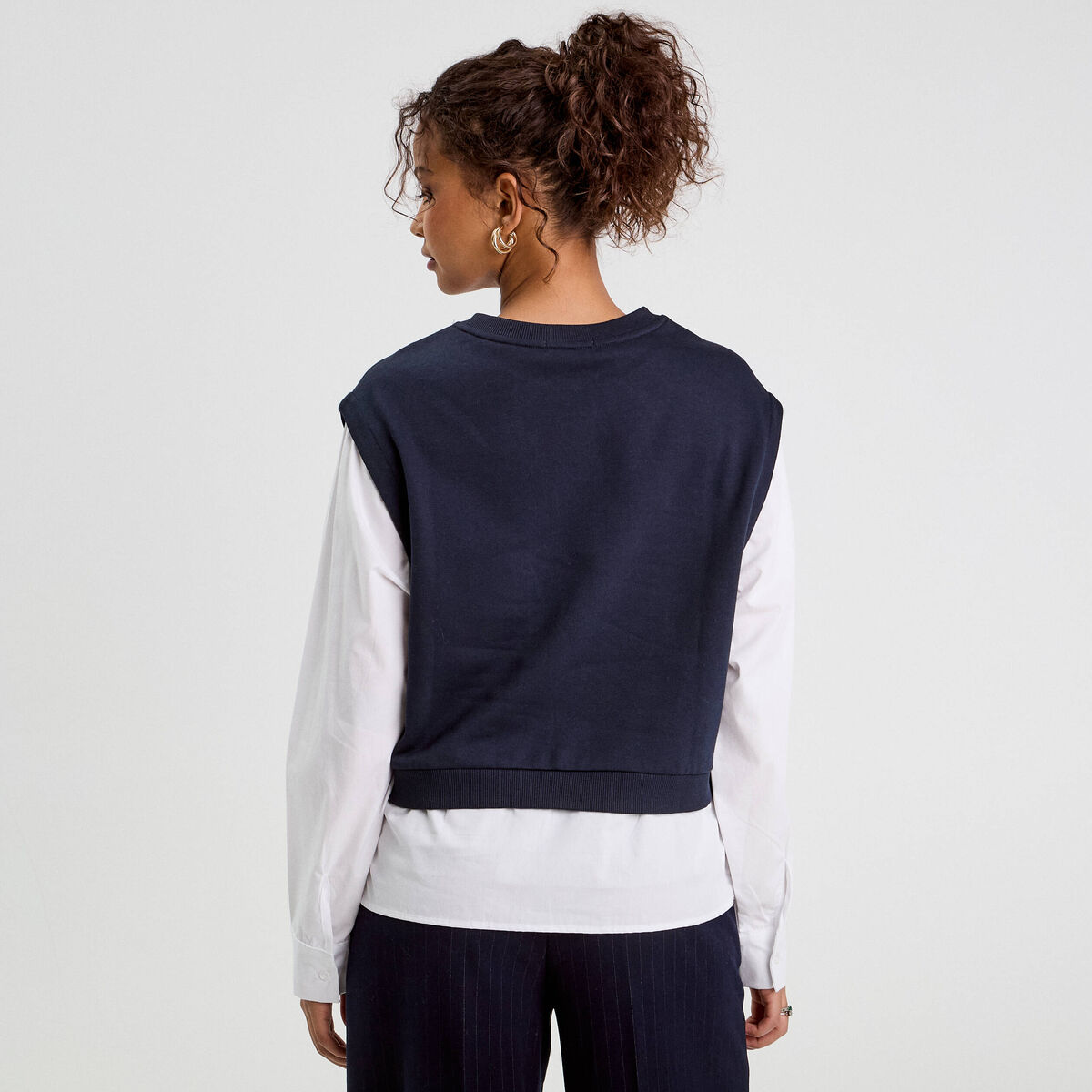 Sweat manches longues bleu marine femme