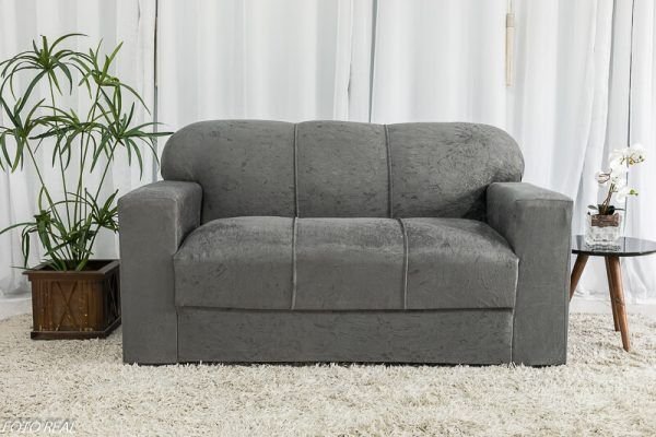 Sofá 3 Lugares Xaropinho Suede Cinza - Al Móveis