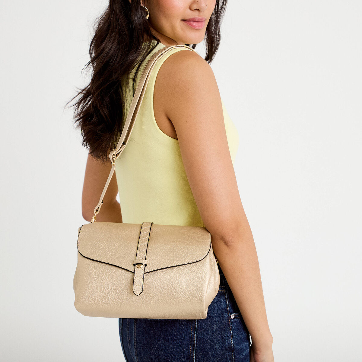 Sac similicuir couleur or femme