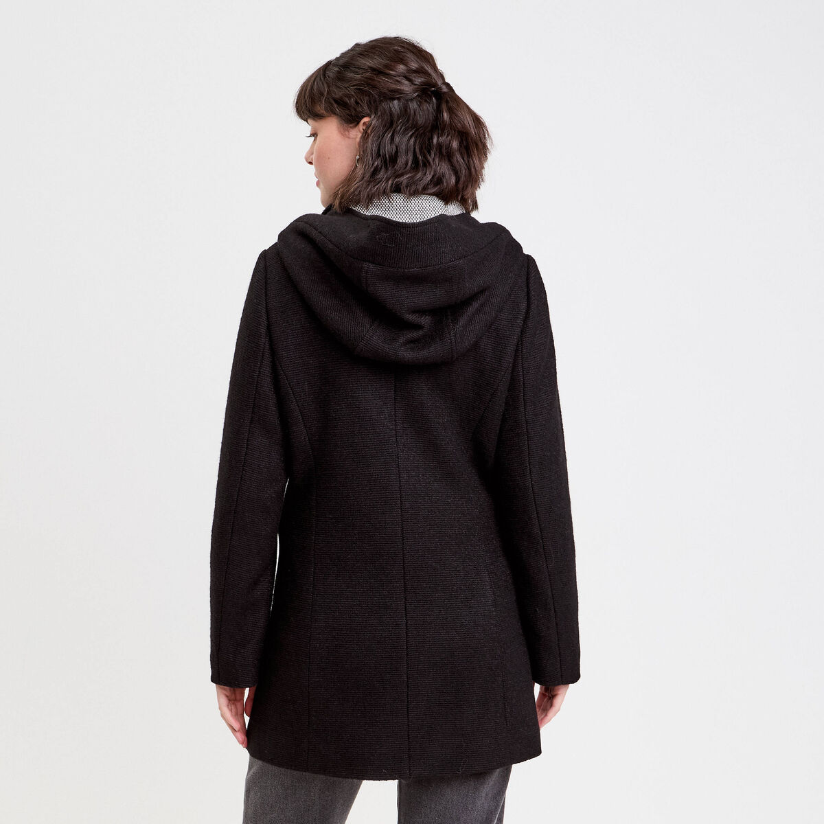 Manteau cintré asymétrique noir femme