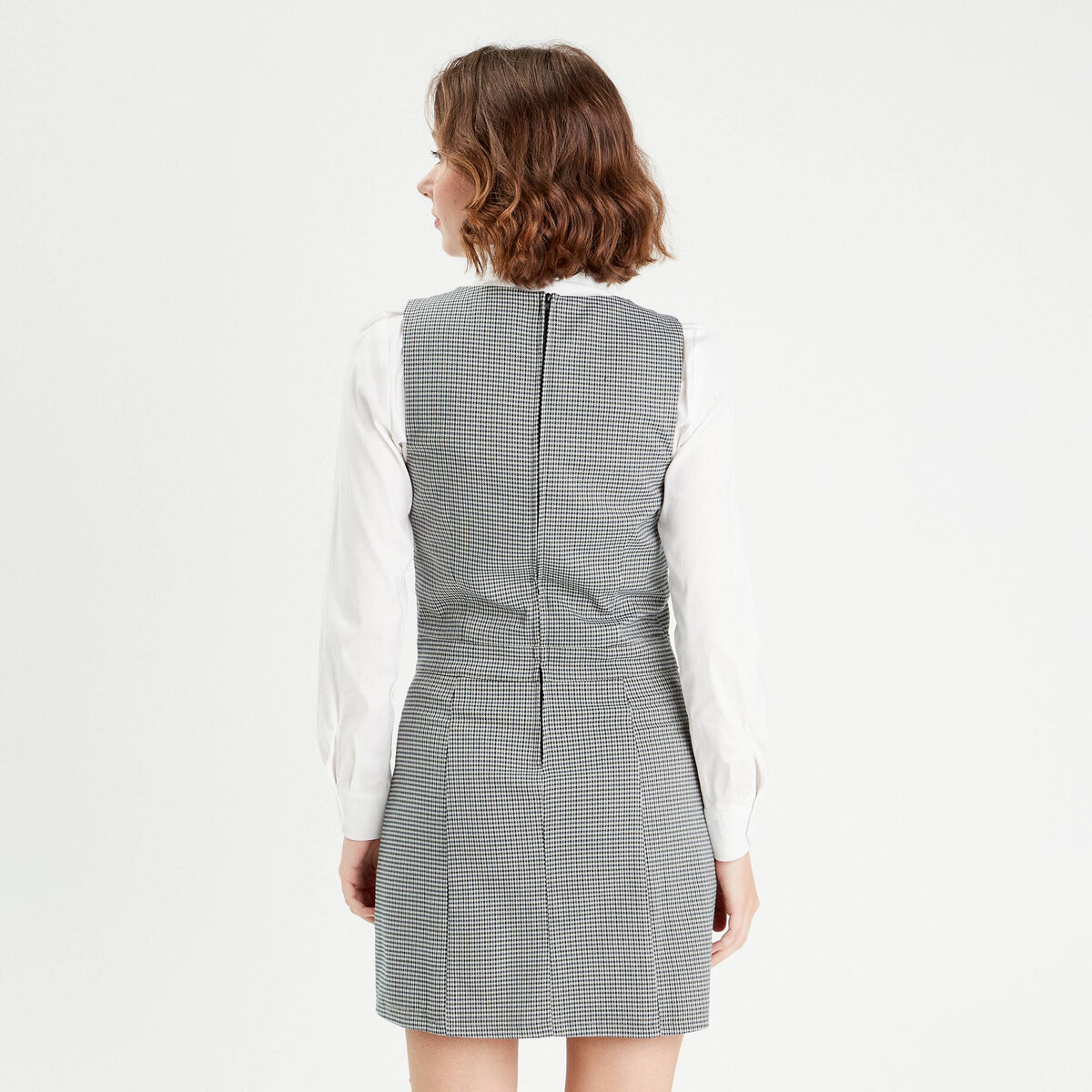 Robe évasée encolure carrée blanc femme