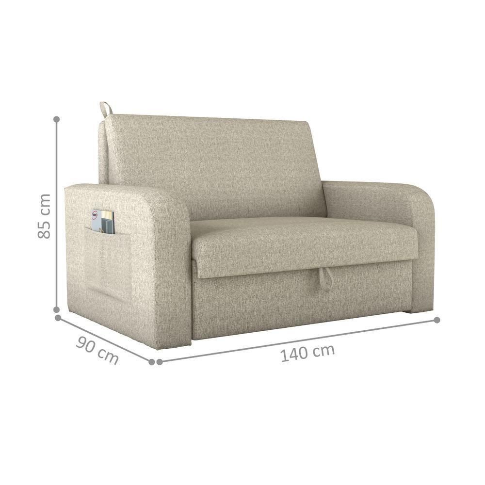 Sofá Cama com Baú 2 Lugares Raheny Linho