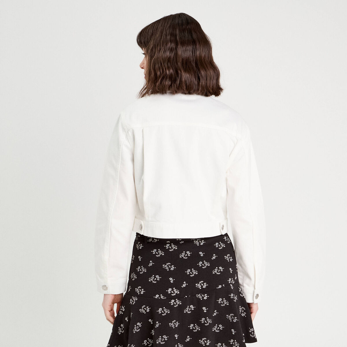 Veste zippée en jean ecru femme