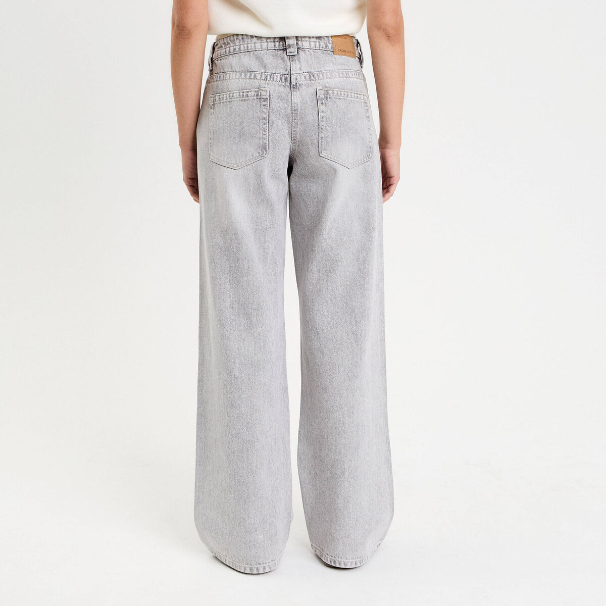 Jean droit taille basse gris femme