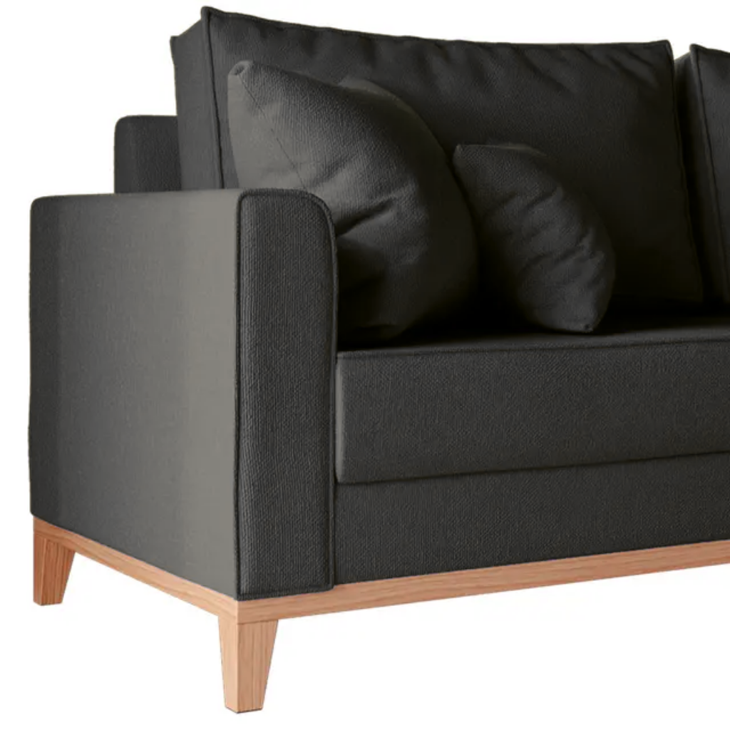 Sofá 3 Lugares, 1,80m, Living Beny, Base de Madeira, Tecido Linho.