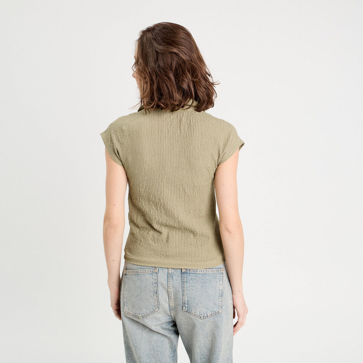 Blouse manches courtes vert pastel femme