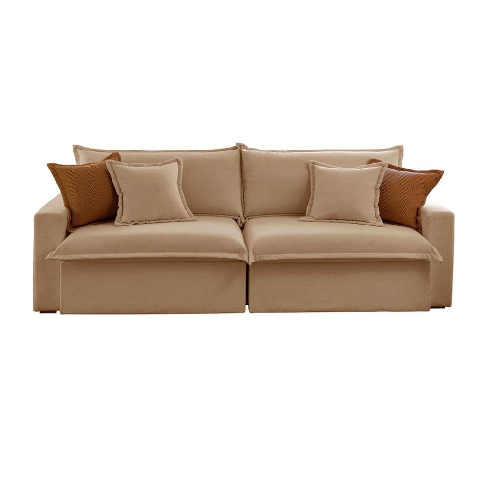 Sofá 4 Lugares Retrátil e Reclinável Dubai Linho Bege 270 cm