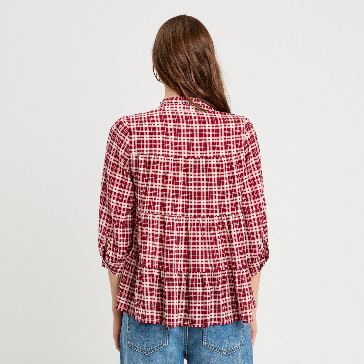 Blouse manches 3/4 bordeaux femme