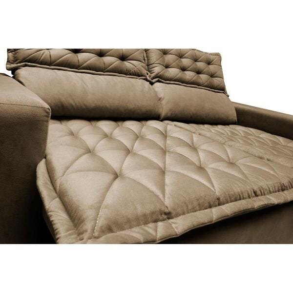 Conjunto de Sofá 3 e 2 Lugares Retrátil e Reclinável Cama Inbox Slim 2,00x1,50M Velusoft Castor
