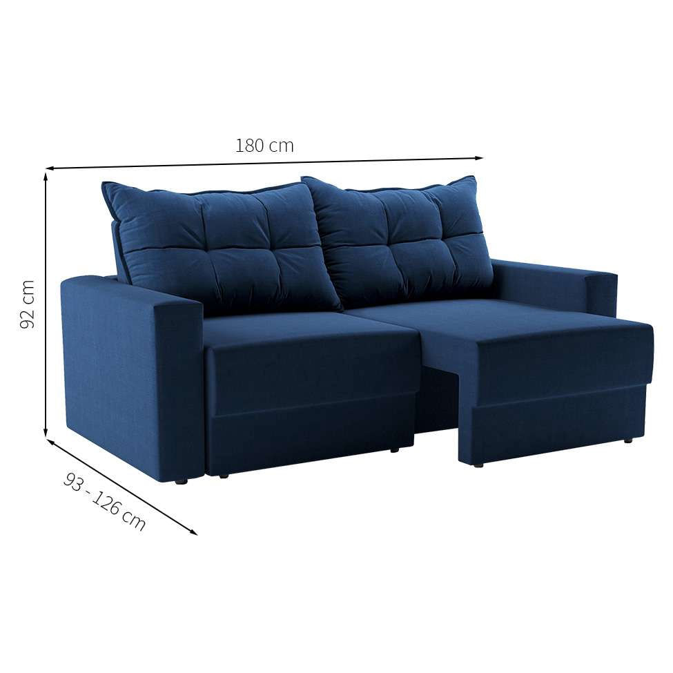Sofá 3 Lugares Retrátil Lubeck Suede Azul Marinho 180 cm em Promoção | Ofertas na Americanas
