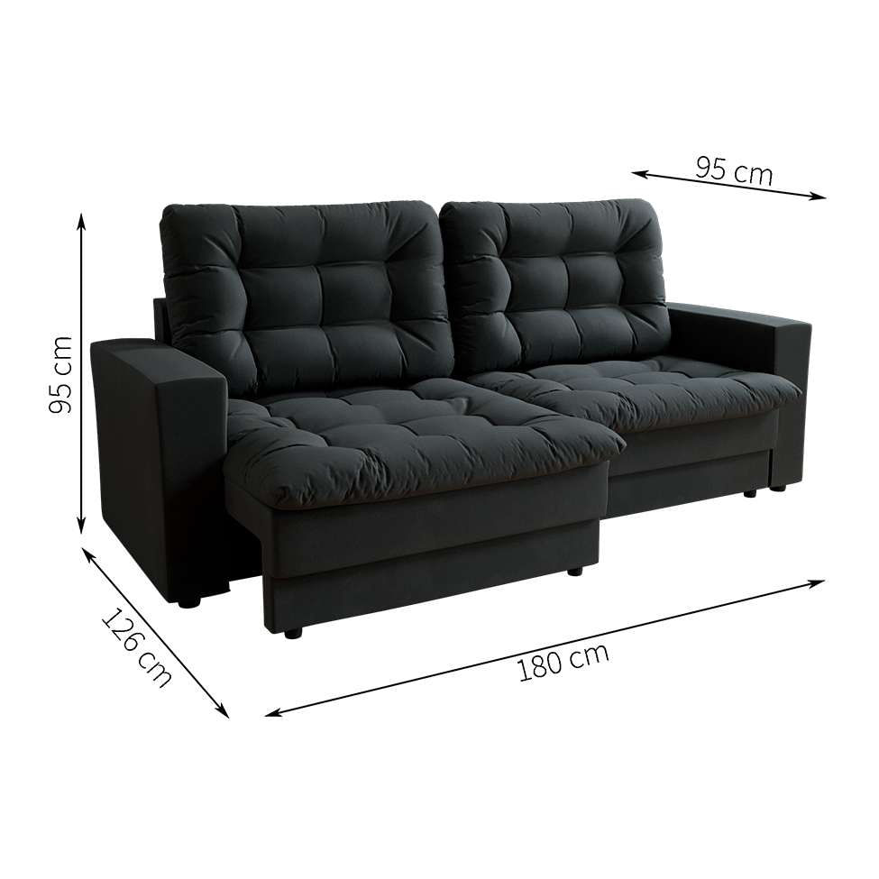 Sofá 3 Lugares Retrátil Lubeck Plush Suede Grafite em Promoção | Ofertas na Americanas