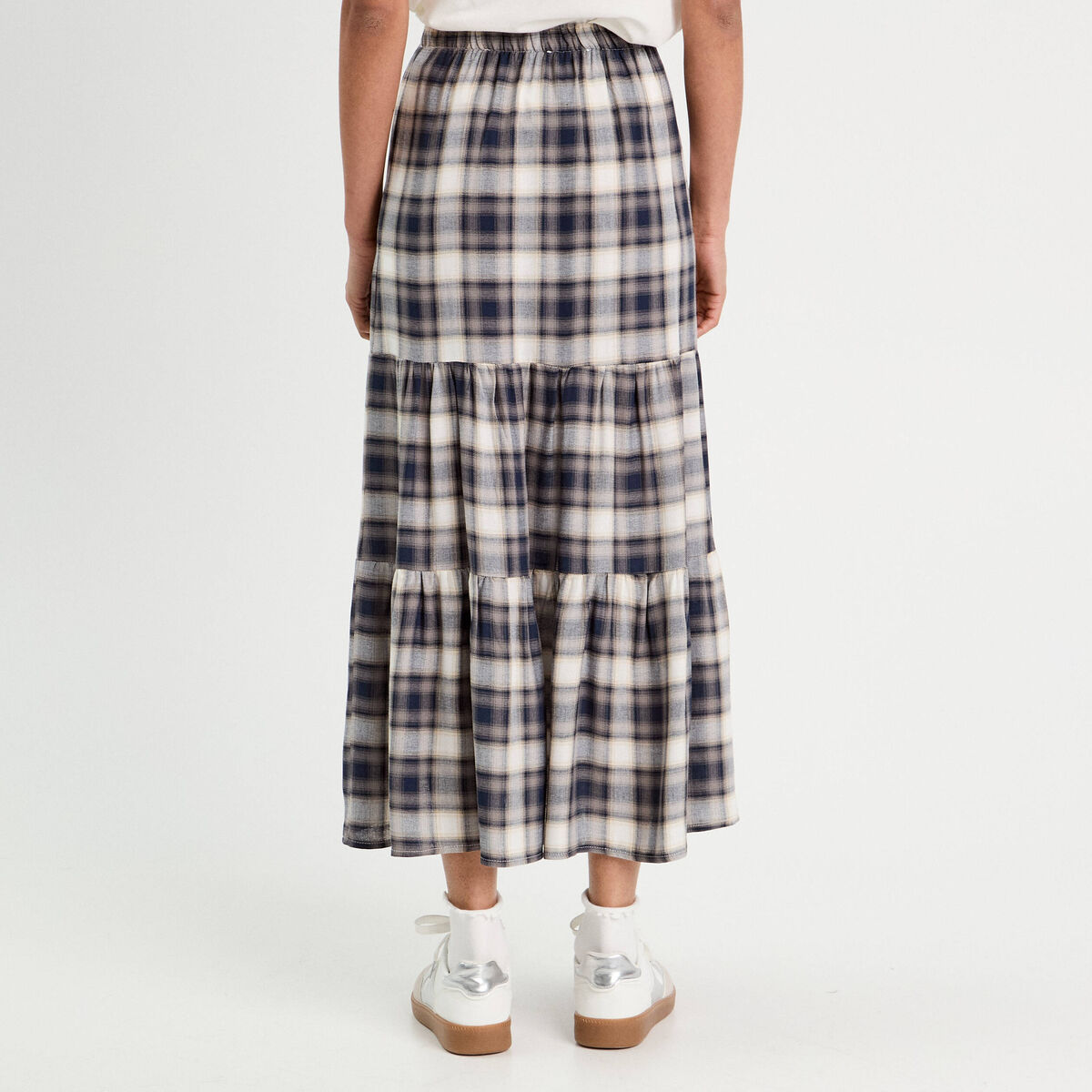 Jupe longue évasée bleu marine femme