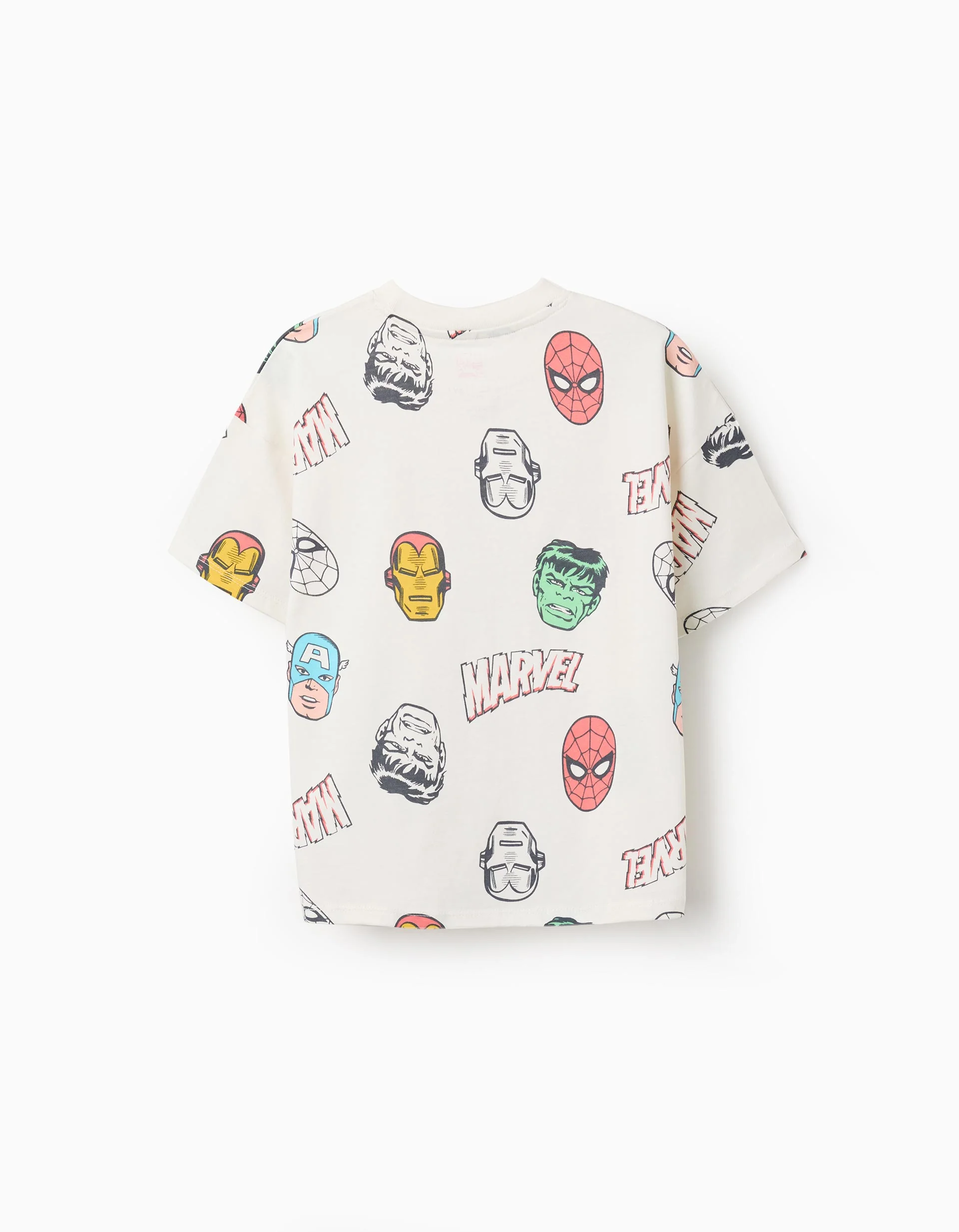 Cotton T-shirt with Marvel Heroes motif for boys, white