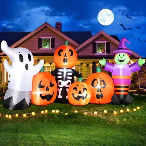 8 FT Halloween Inflatable Spider Outdoor Decorations for Yard, Giant Crawling Spider with LED Rotating Flame, Large Creepy Spider Props for Halloween Party Garden Lawn Patio Outside House Window Decor