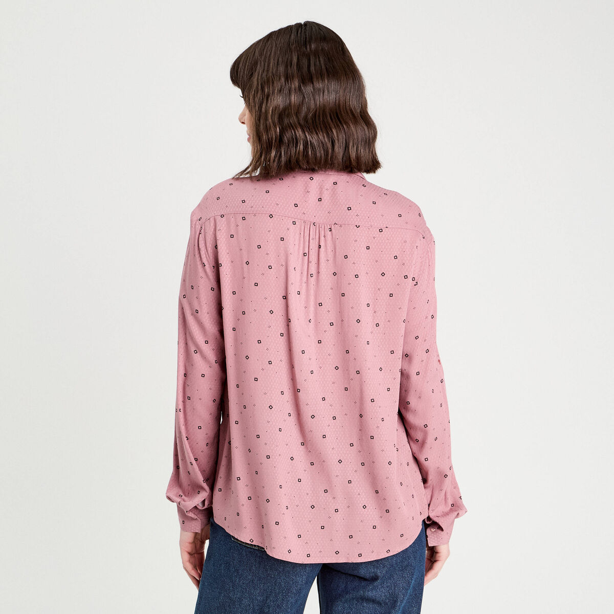 Chemise manches longues rose femme