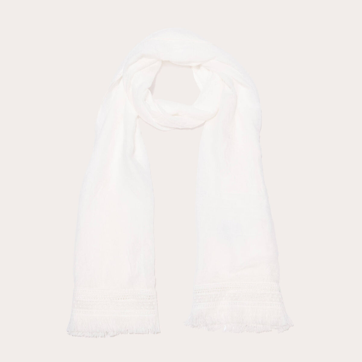 Foulard avec franges blanc femme