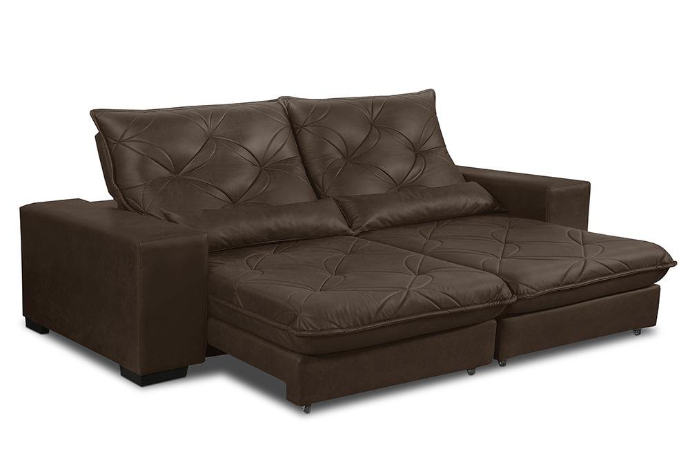 Sofá Retrátil e Reclinável 2,10m Nobuck Isis