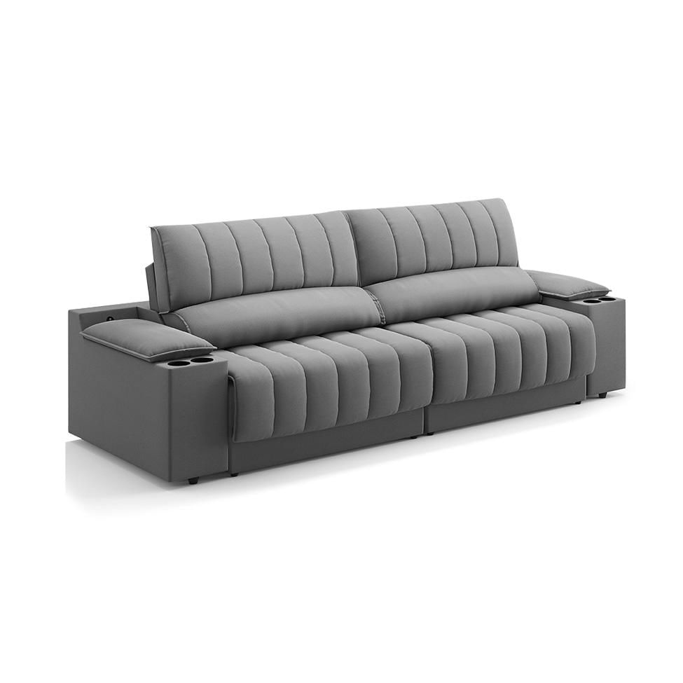 Sofá 3 Lugares Retrátil e Reclinável Murano com Porta-Copos Velosuede Grafite 200 cm em Promoção | Ofertas na Americanas