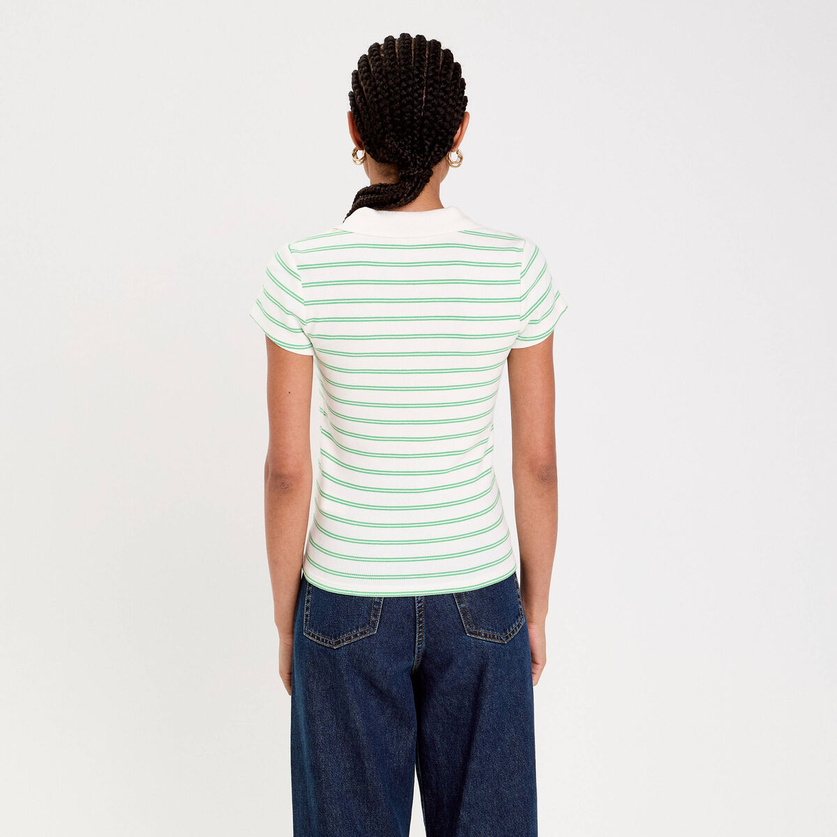 Polo col chemise manches courtes vert femme