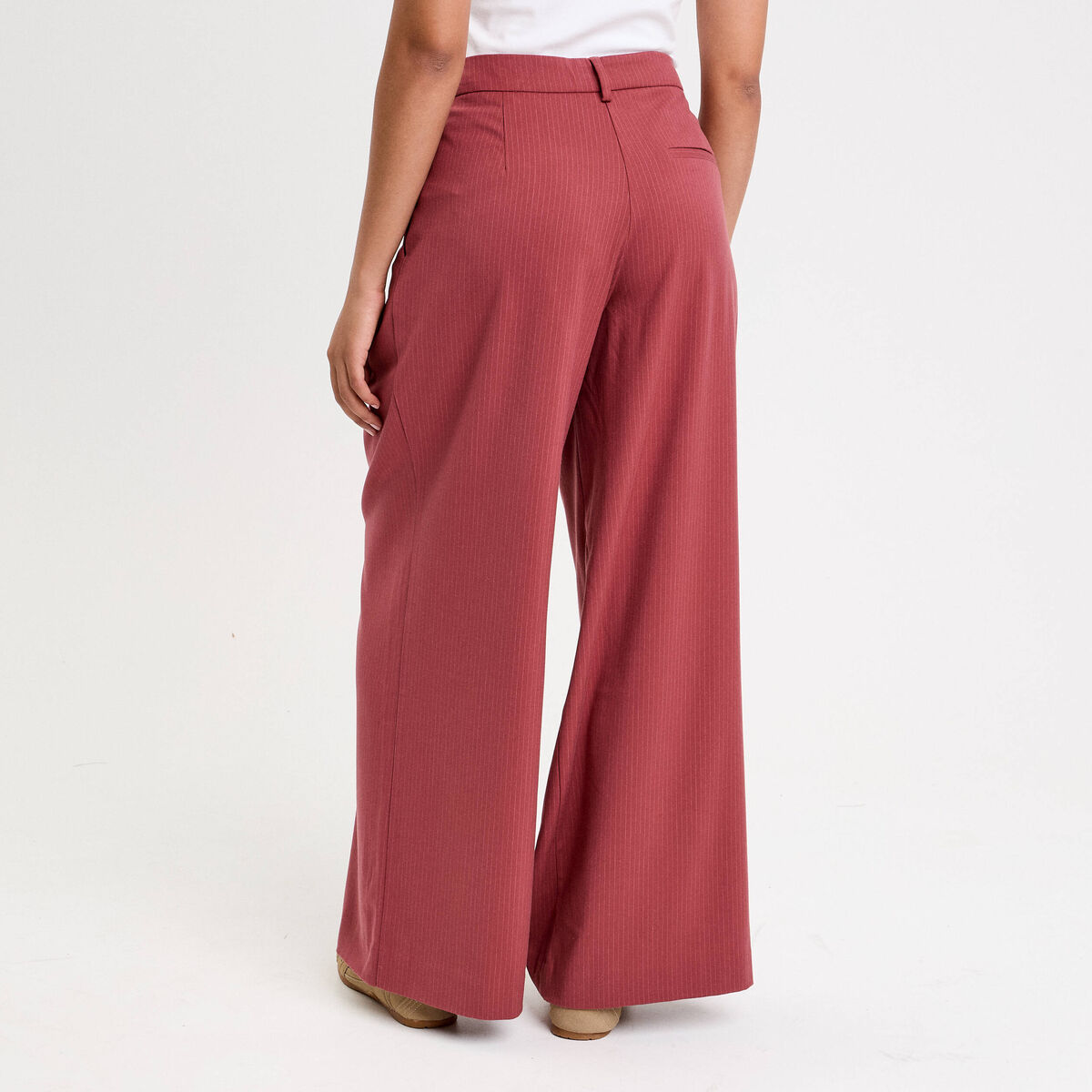 Pantalon large rouge foncé femme