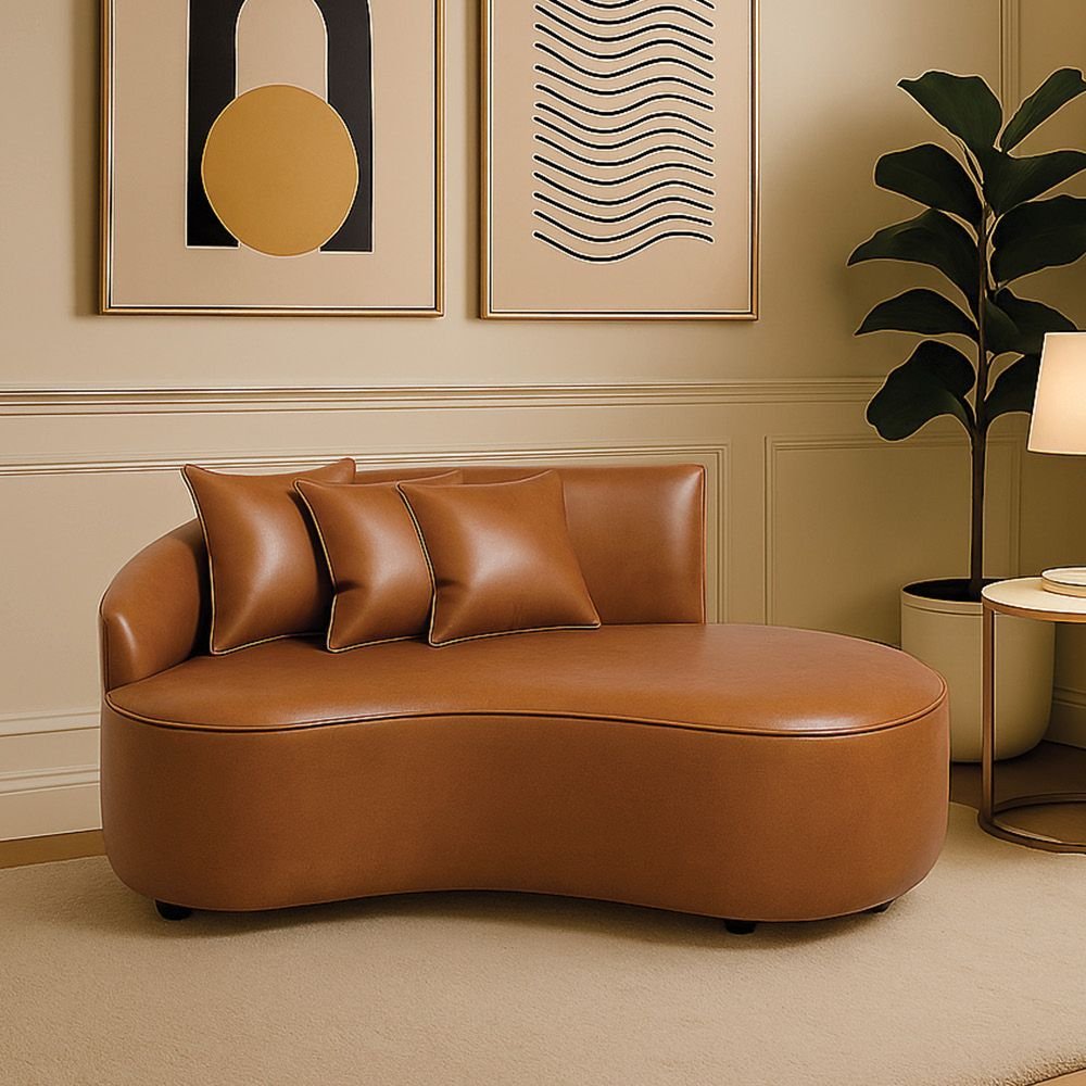 Sofá 2 Lugares Orgânico 140 Cm Morgan Sintético Pu Whisky D03 - D'rossi