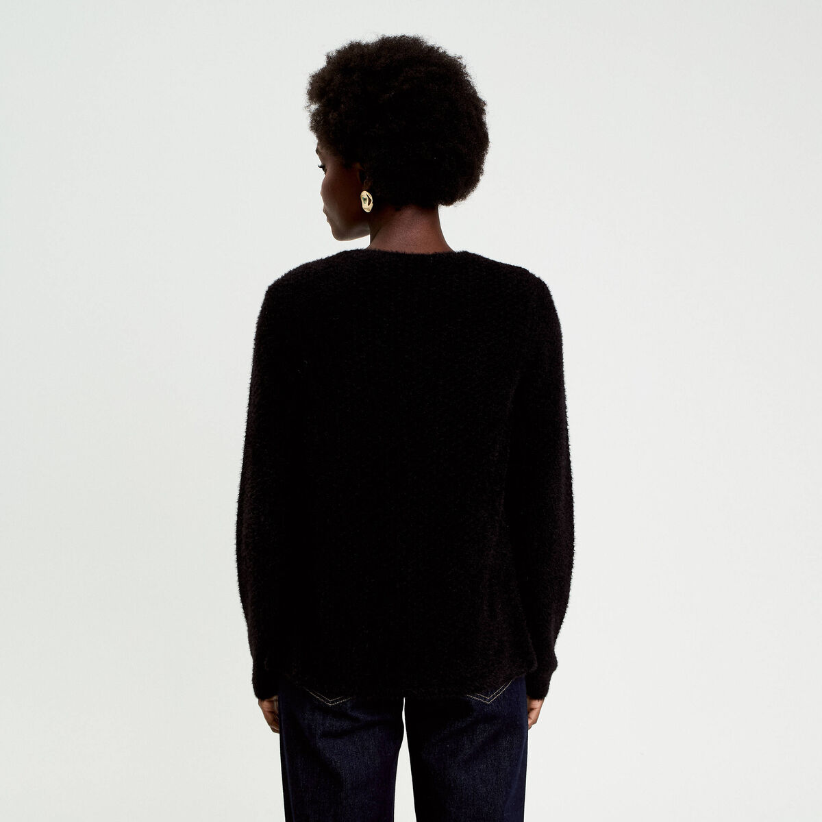 Gilet droit manches longues noir femme