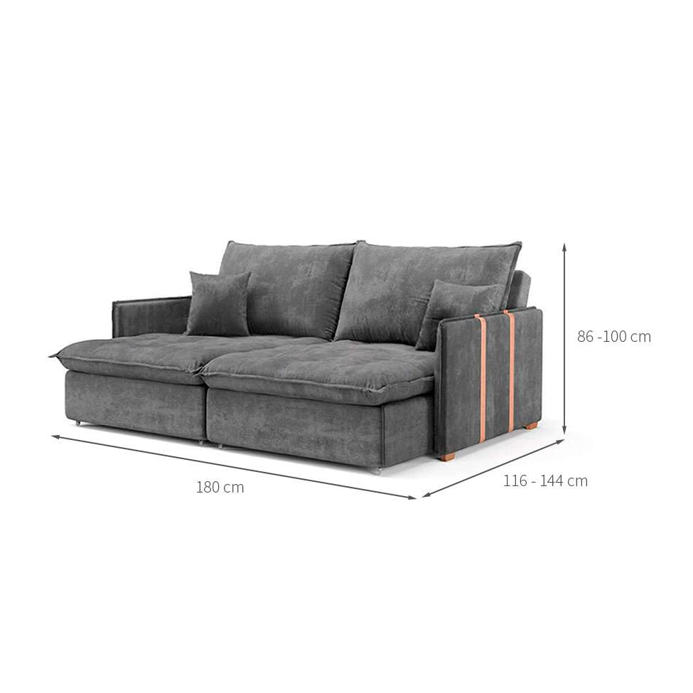 Sofá Retrátil Sem Caixa 3 lugares Solomons Velosuede Grafite 180 cm em Promoção | Ofertas na Americanas