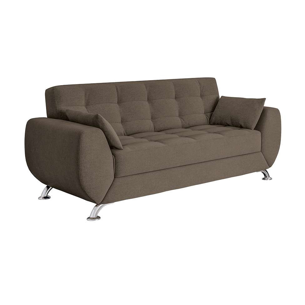 Sofá 3 Lugares Larissa Suede Castanho em Promoção | Ofertas na Americanas