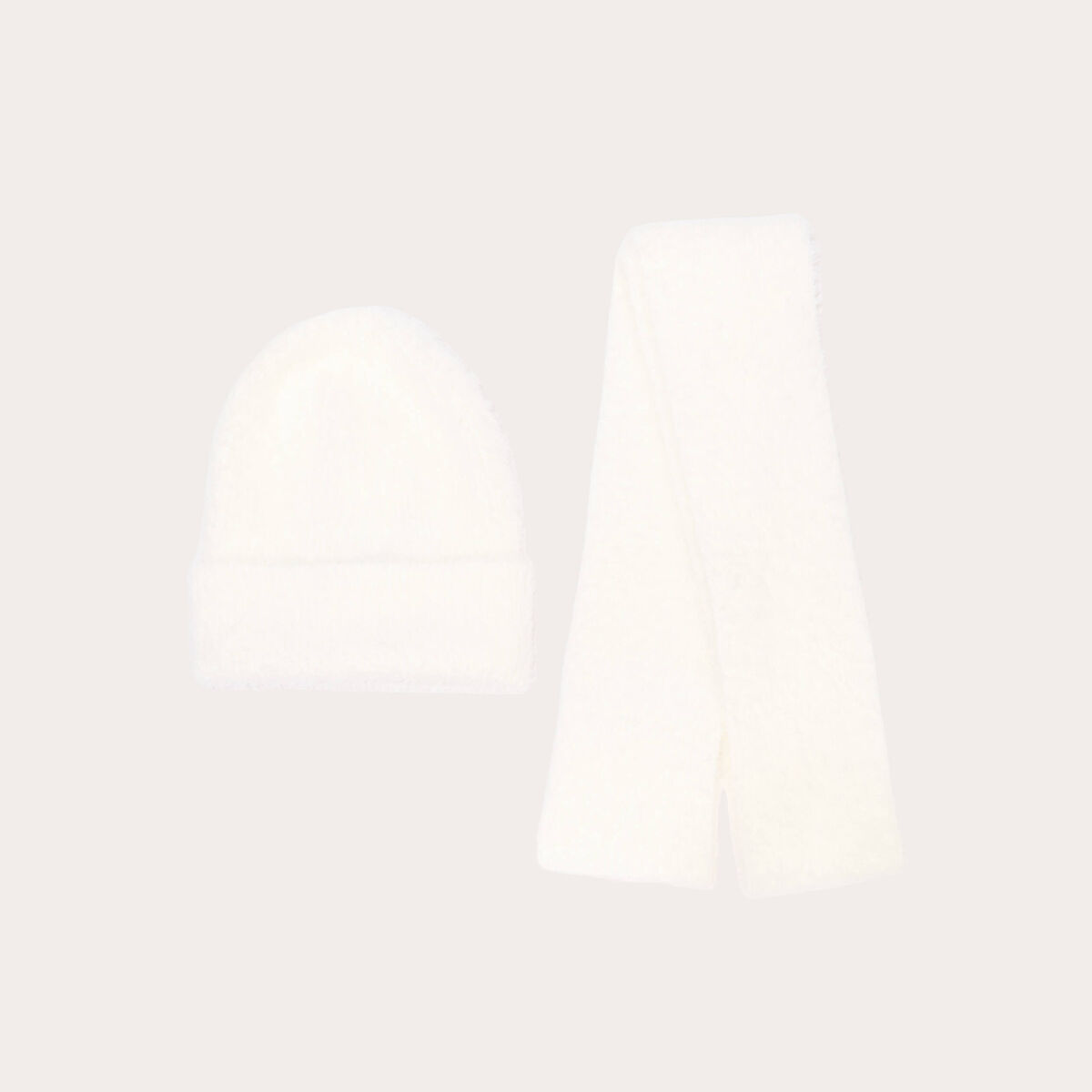 Ensemble écharpe et bonnet ecru femme