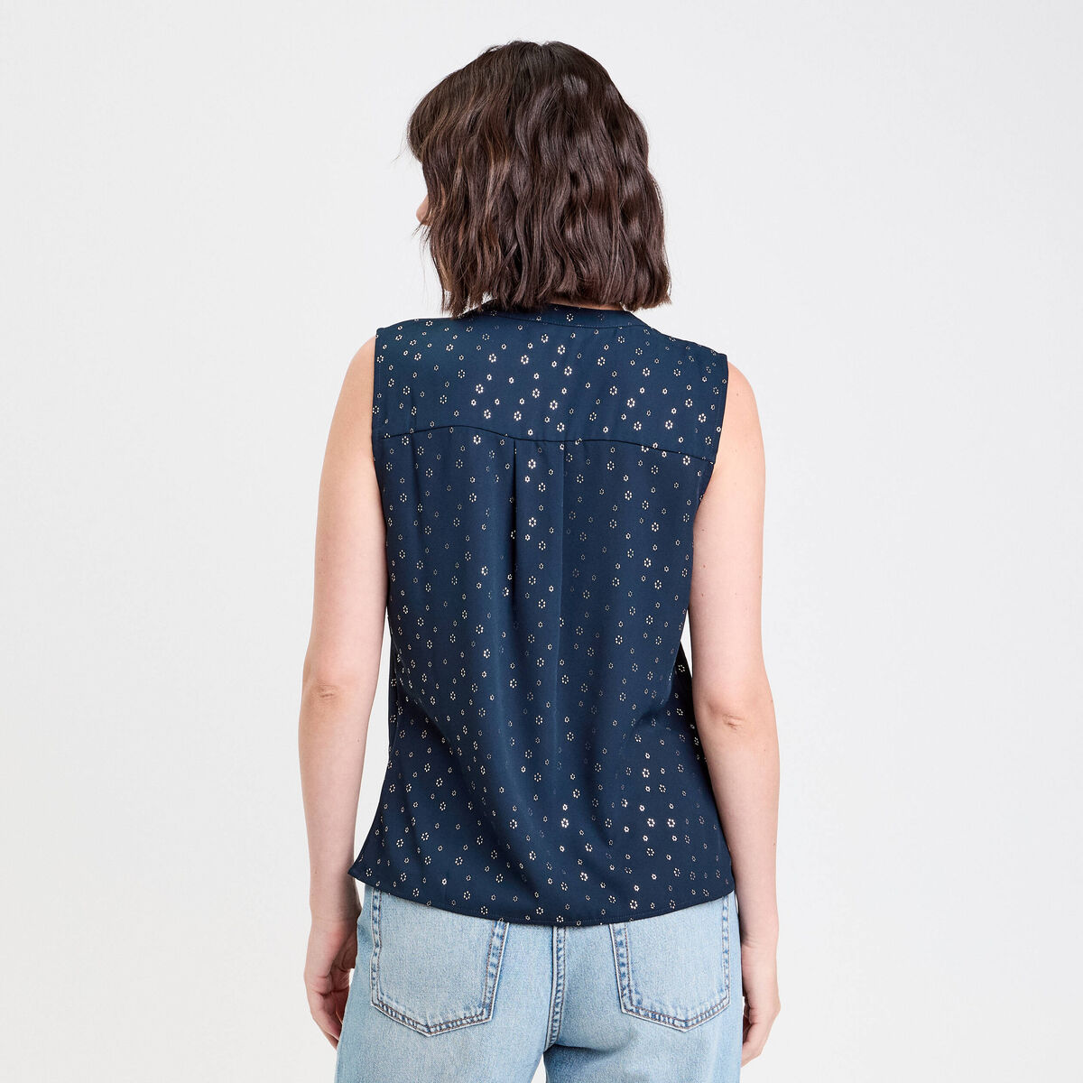 Blouse sans manches bleu marine femme