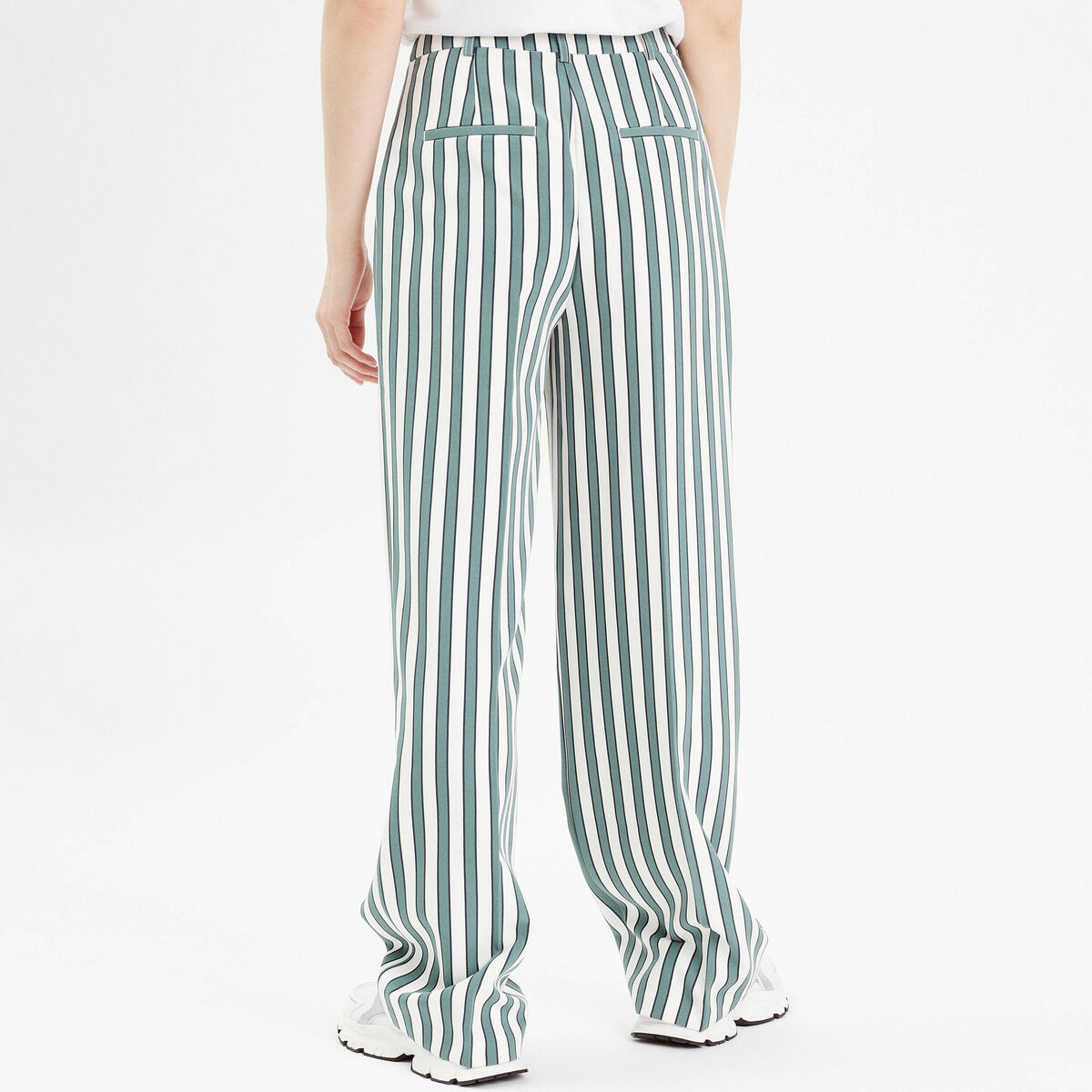 Pantalon large tailleur blanc femme