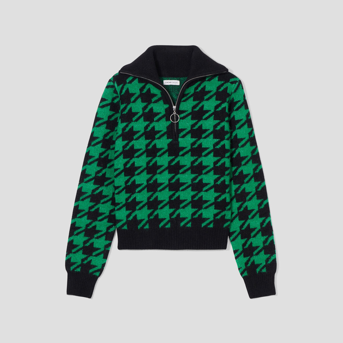 Pull col camionneur vert femme