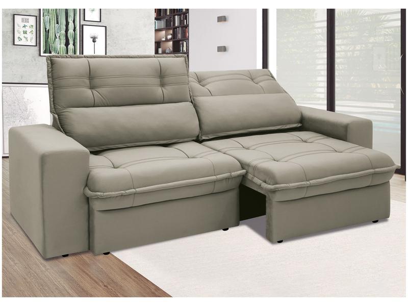 Sofá 3 Lugares Retrátil Reclinável Suede Palatino Linoforte