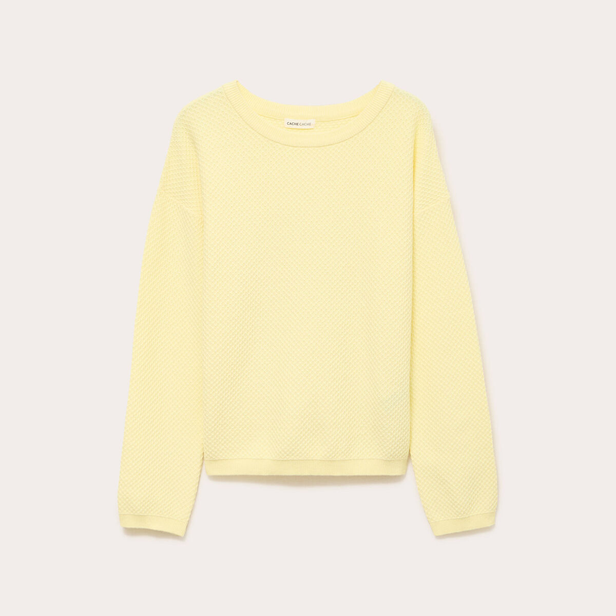 Pull manches longues jaune clair femme