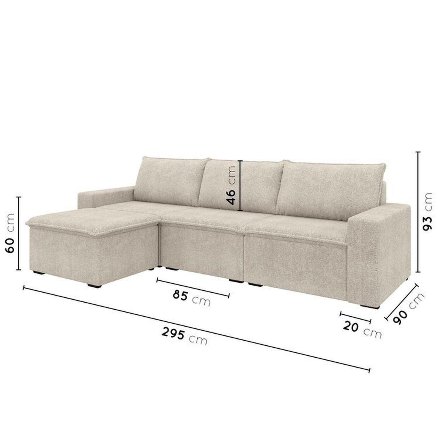 Sofá Modular 3 Lugares com Puff Zen CabeCasa MadeiraOriginals