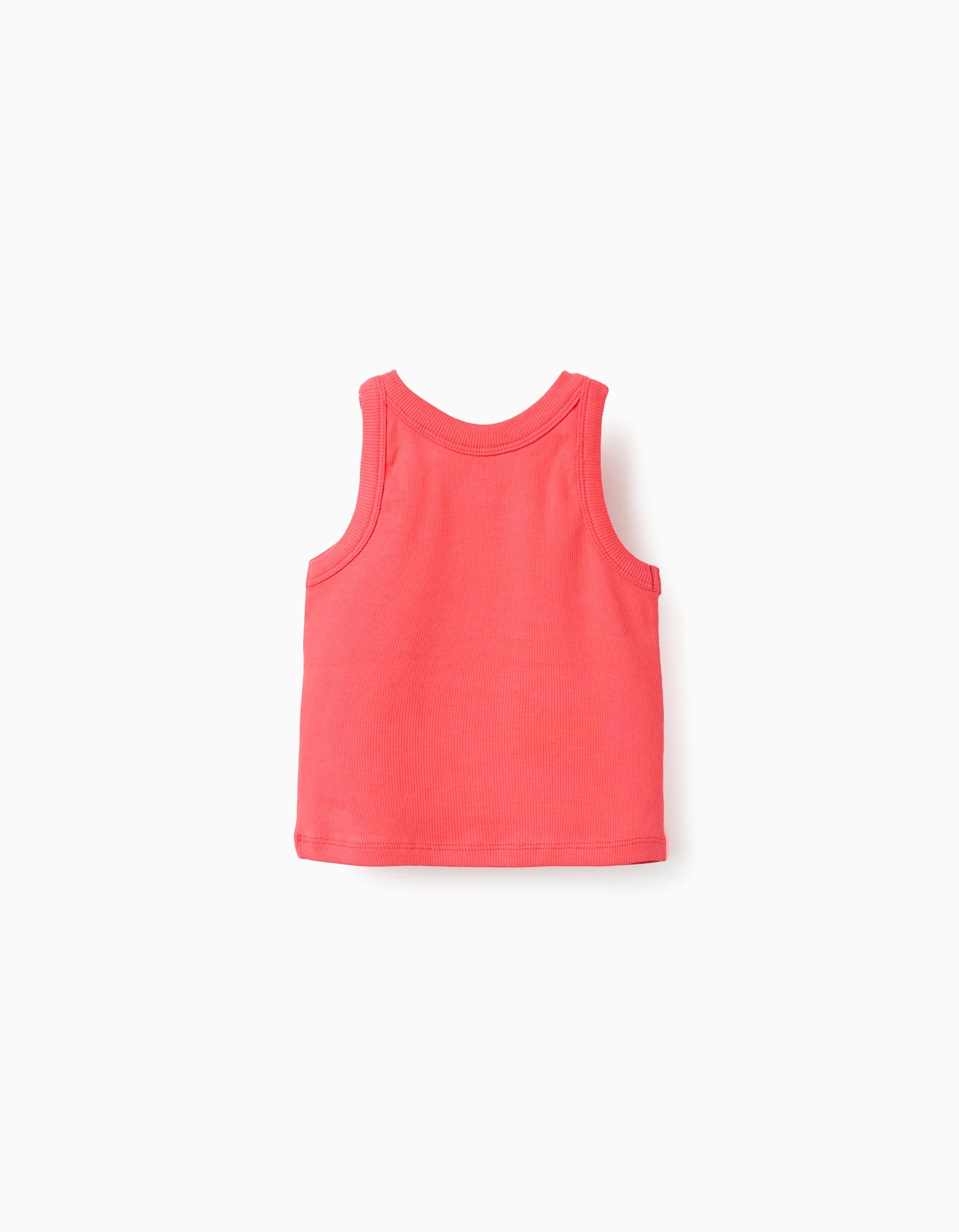 Ribbed cotton tank top for girls, coral