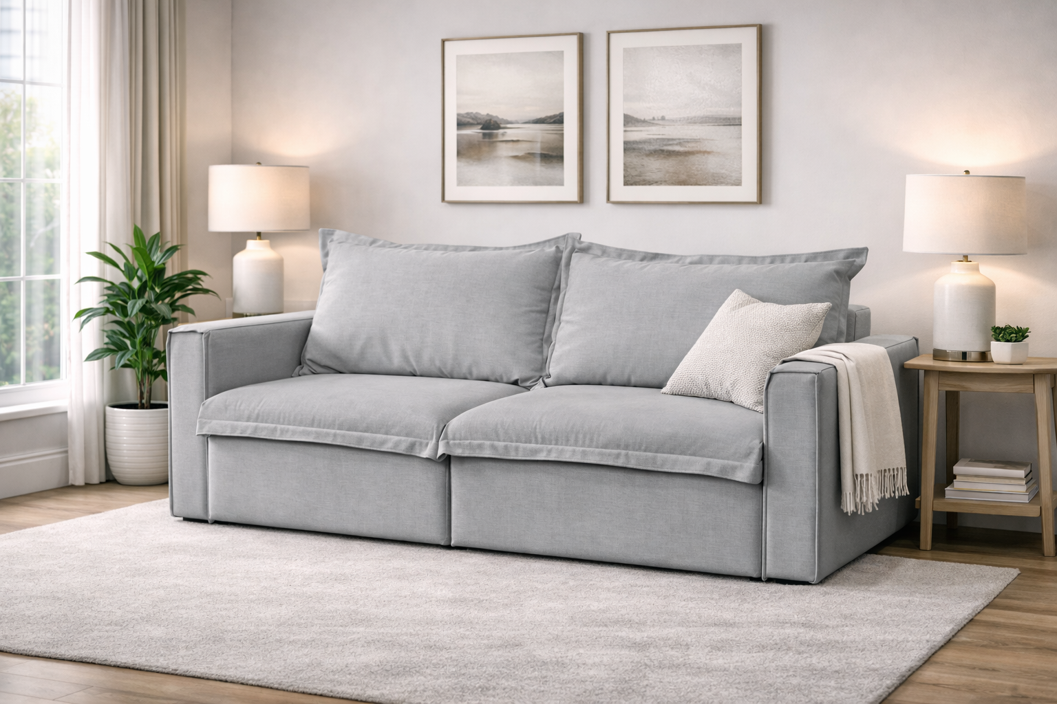 Sofá Cama Paris Retrátil e Reclinável em Linho Sofatec