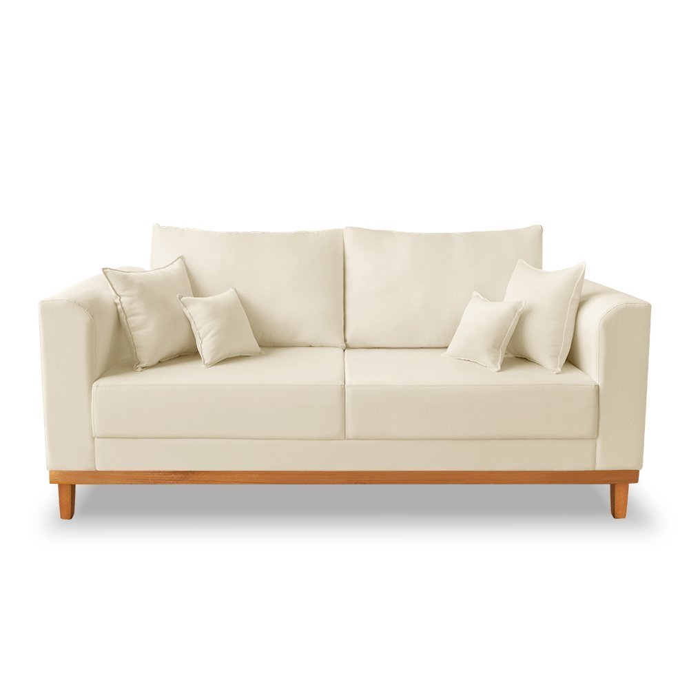 Sofá Vintage Viena 3 Lugares Suede Bege - Madeira Prima Deccor