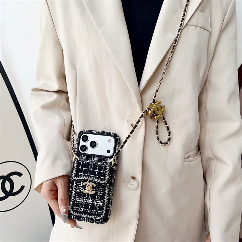 シャネル スマホ ショルダー chanel iphone17/17pro ケース ツイード iphoneケース ハイブランド 女子 iphone16/16pro max ケース ショルダー ブランド 携帯ケース 斜めがけ 背面 収納