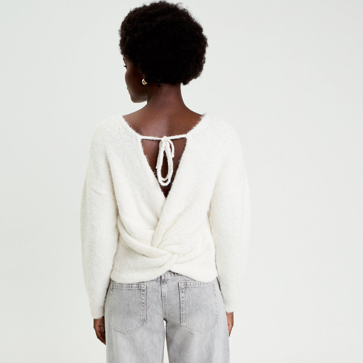 Pull décolleté dos ecru femme