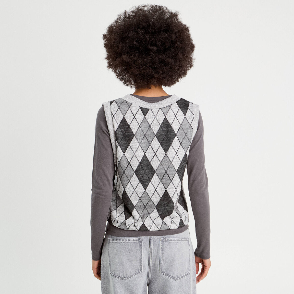 Pull sans manches gris clair femme