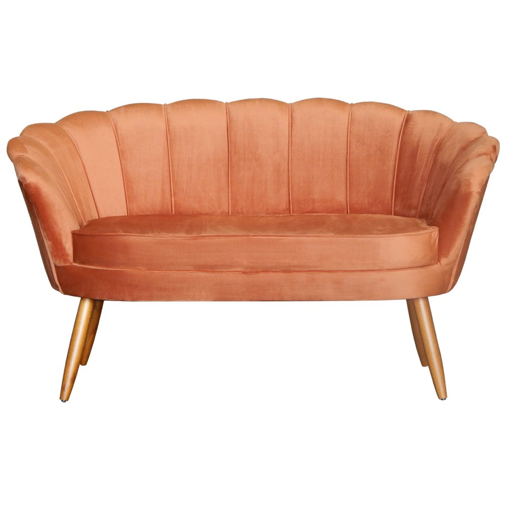 Sofá Pétala 2 lugares Veludo Terra Cota Visalar Móveis
