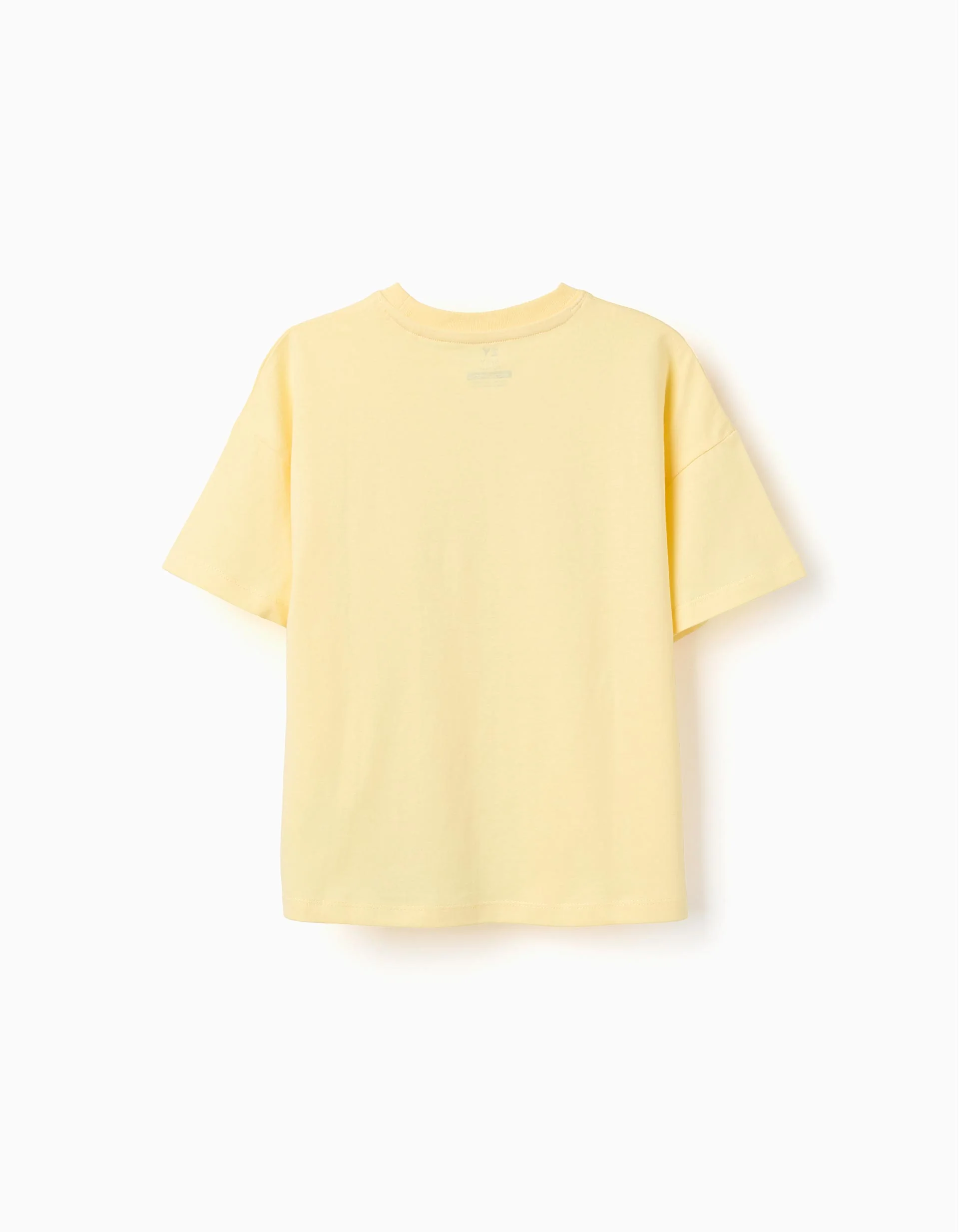 Cotton T-shirt with Pé na Areia print for boys, yellow