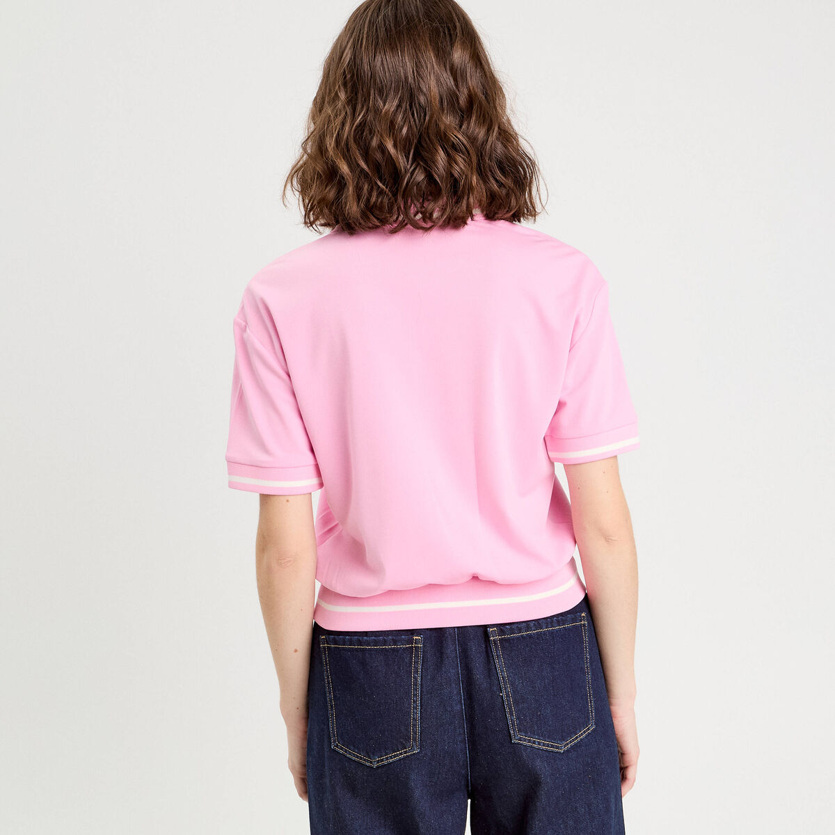 Polo manches courtes rose femme