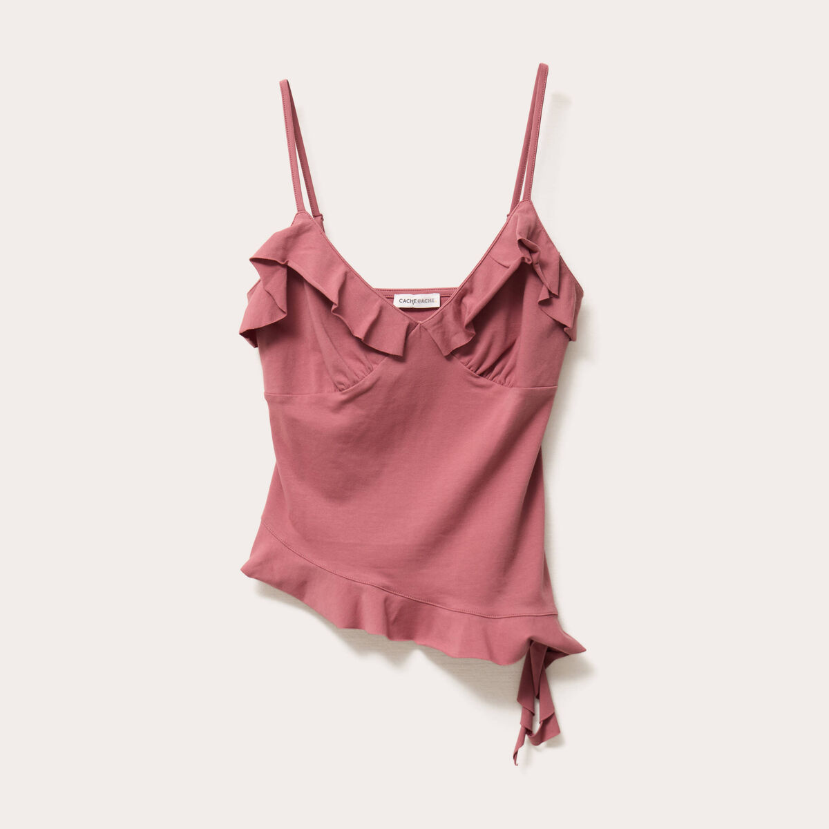 Débardeur asymétrique vieux rose femme