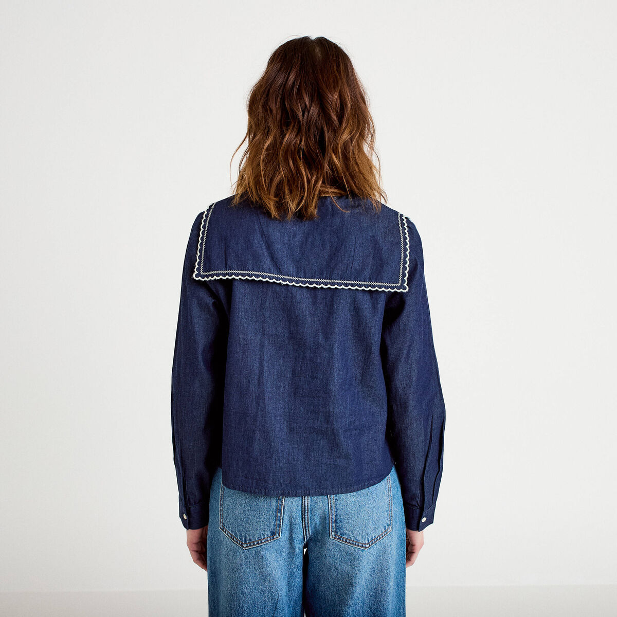 Chemise denim col marin denim double stone femme