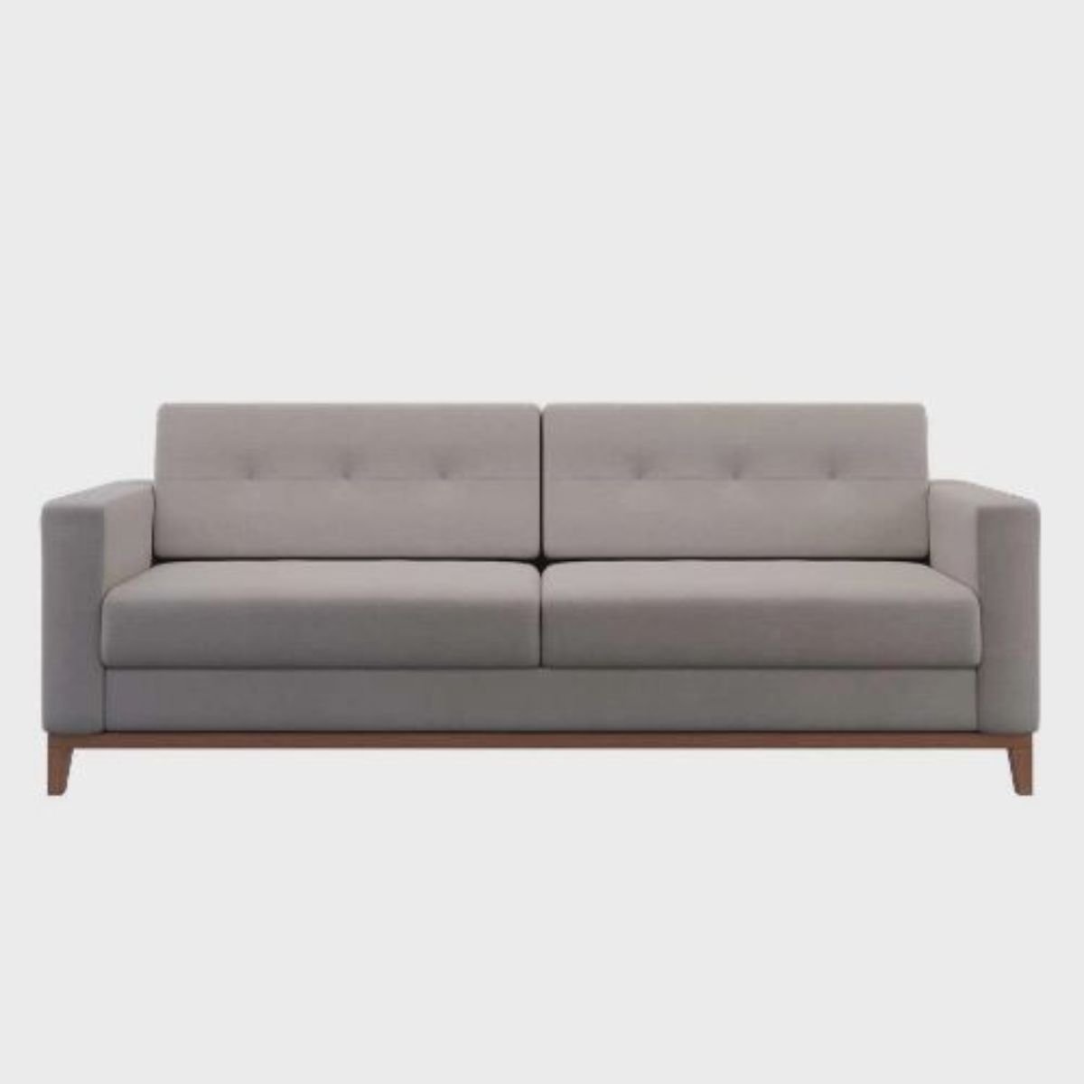 Sofá Com 3 Lugares Living Pés E Base Madeira Em Linho Cotton - Areia